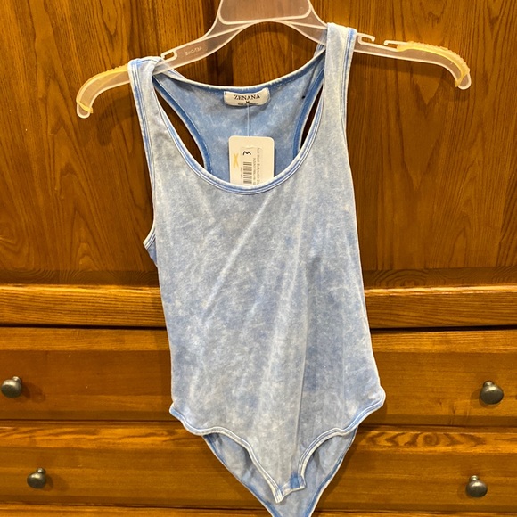 Zenana Outfitters Tops Nwt Zenana Acid Wash Bodysuit Size Medium